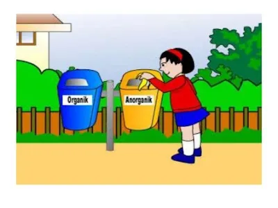 membuang sampah gambar mewarna