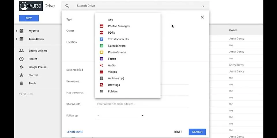 Google Drive search commands